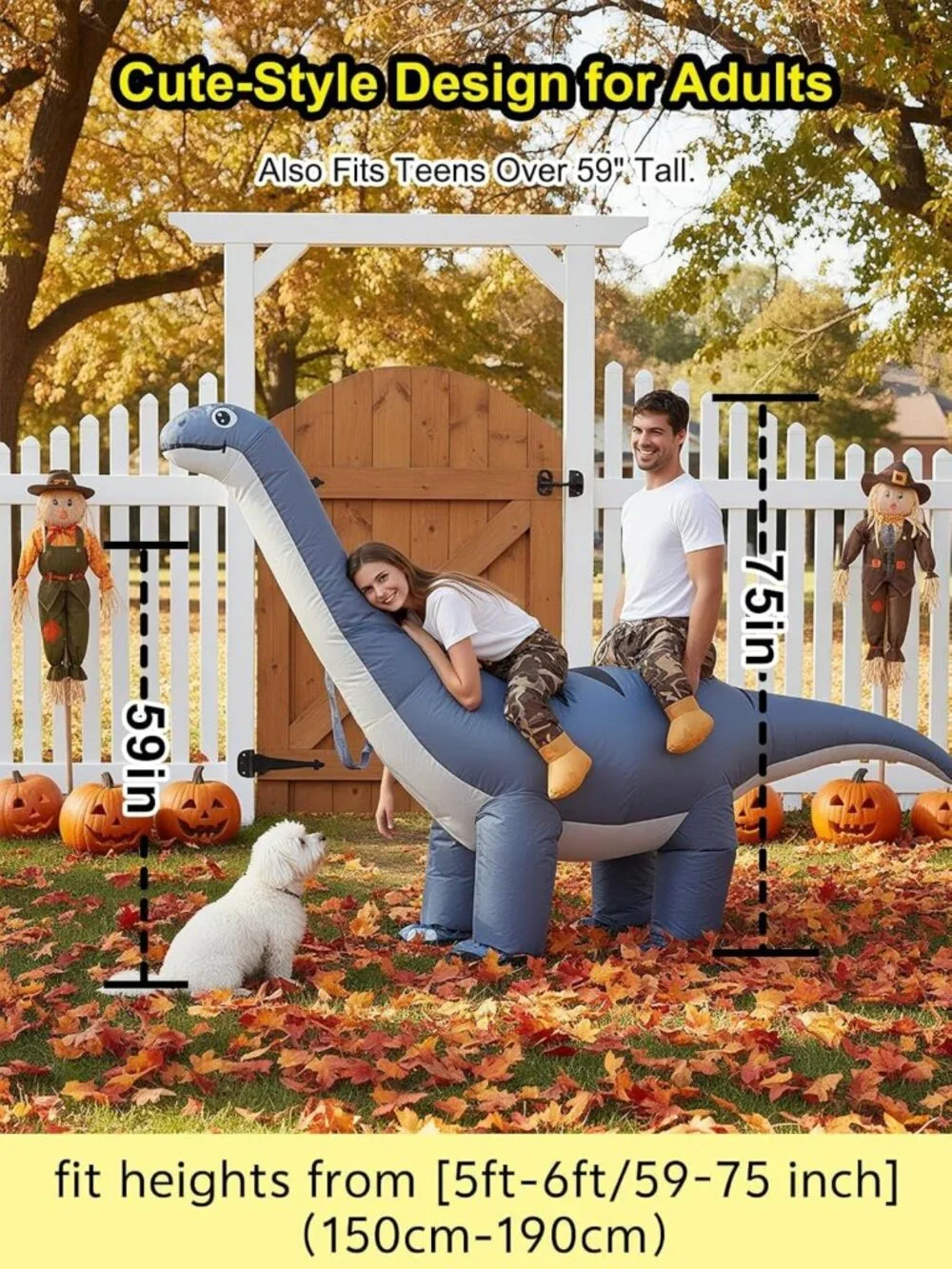 Funny Inflatable Dinosaur Costume for 2 Adults - Conjoined Diplodocus for